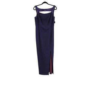 Tahari Formal Peekaboo Tease Cutout Draped Back High Side‎ Slit Gown Sz 12